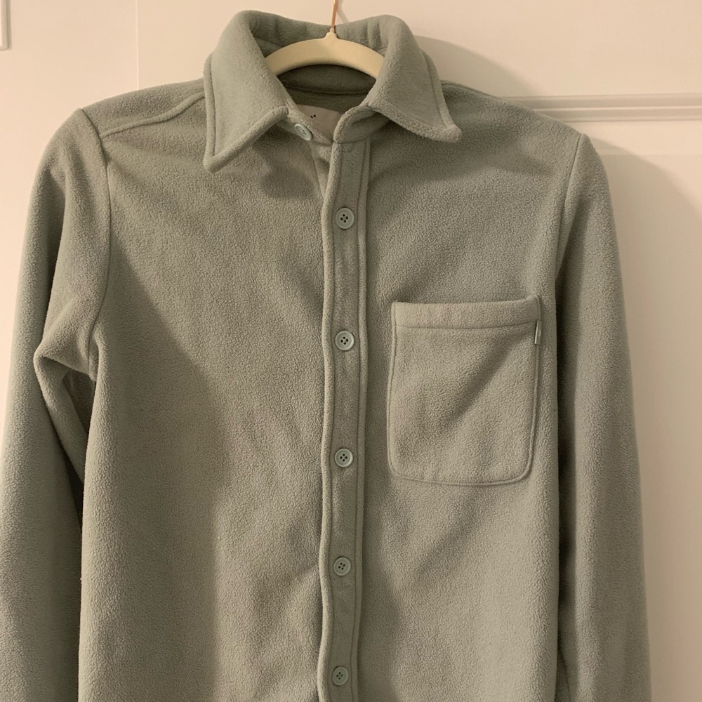 TNA Soft Sage Button-Down Fleece Shacket
